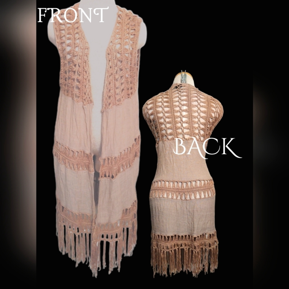 LIGHT BROWN CROCHET CARDIGAN BY BRAND, QUESTIONS...SIZE 1X